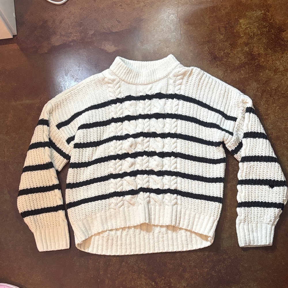 Abercrombie Kids Cream and Black Striped Sweater